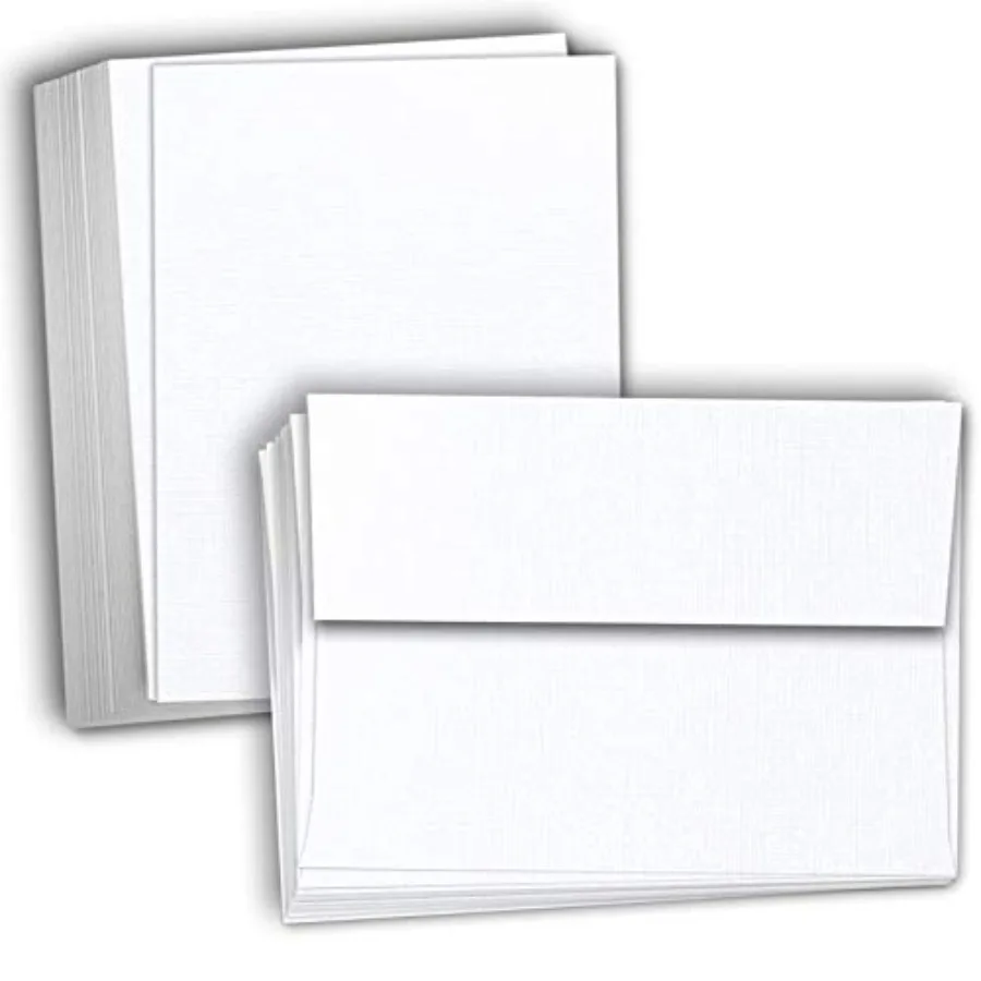 

White Linen and Envelopes - Flat 5" x 7" tock Paper 80lb Cover Pack
