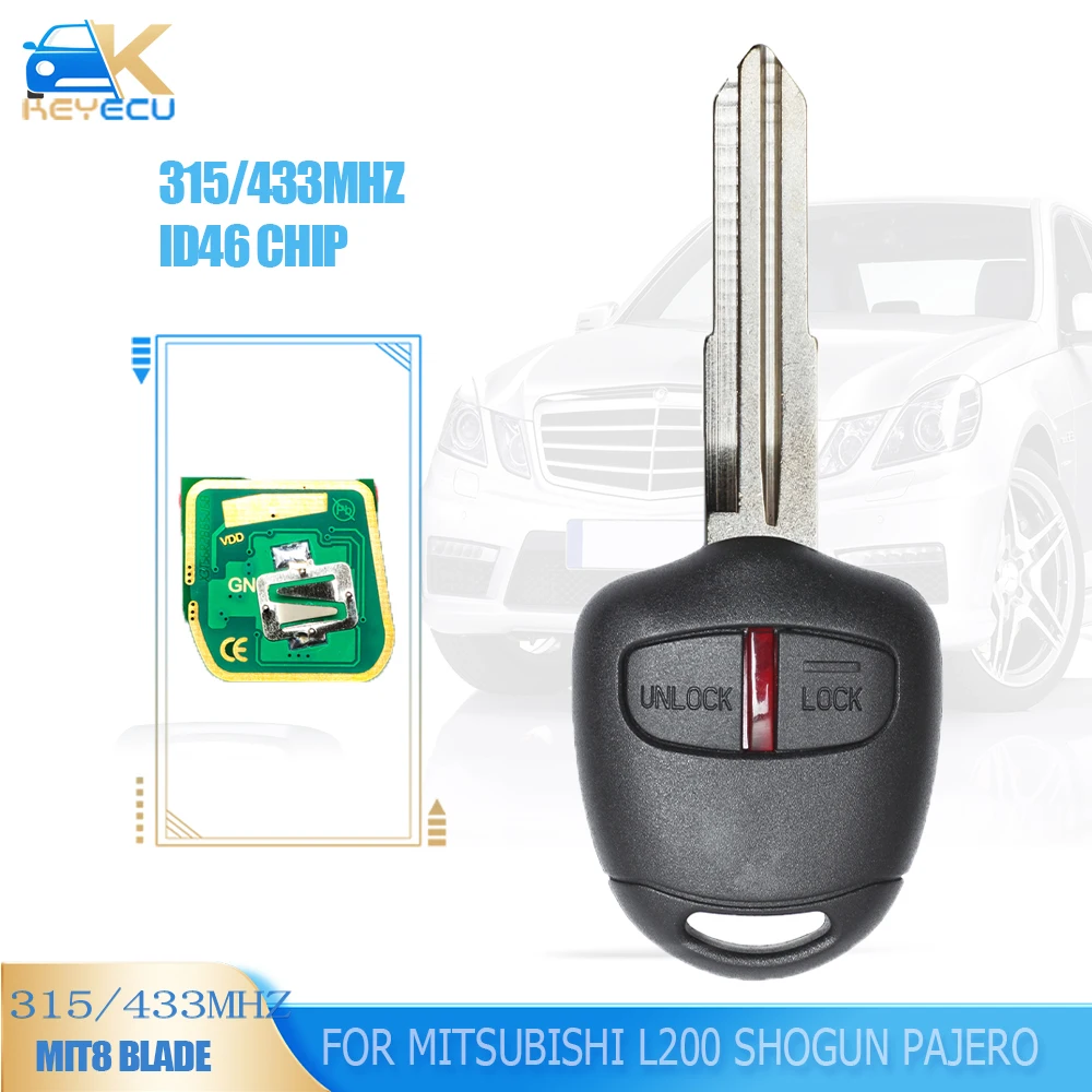 

KEYECU Remote Key Fob 2 Button 315MHz/433MHz ID46 Chip for Mitsubishi Outlander L200 Shogun Lancer Left Blade