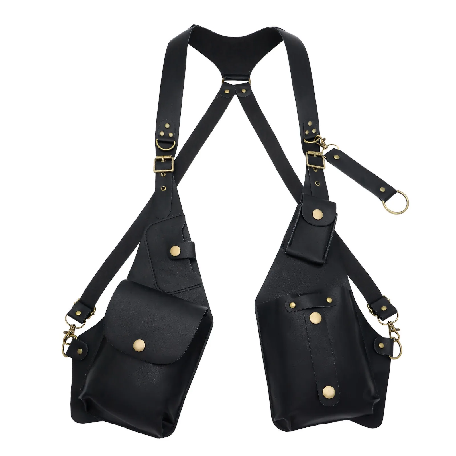 Middle Ages Viking Hunter Retro Strap Underarm Bag Halloween COSPLAY Leather Motorcycle Vest Bag Cosplay Stage Prop Set