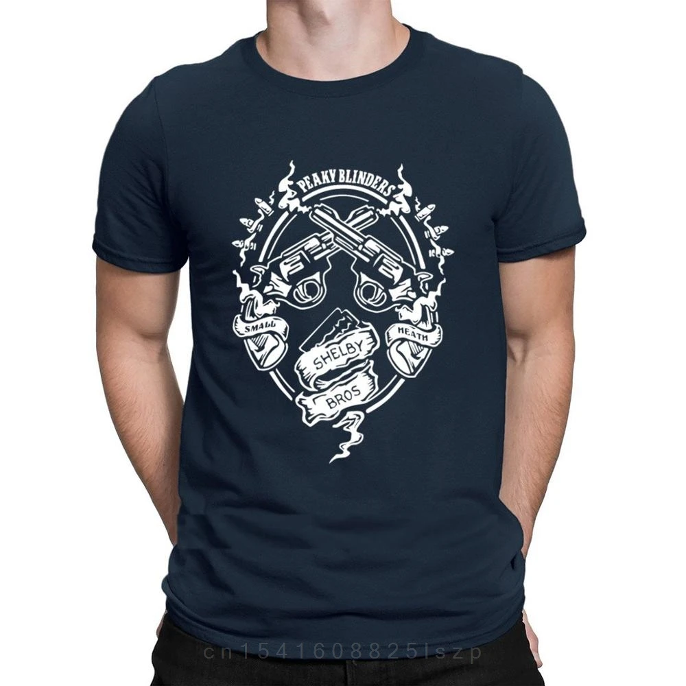 New Guns Bros Peaky Blinders T-shirt For Men Comical Hip Hop Top Quality Sunlight Custom Letters Quirky Anlarach 100% Cotton Tee