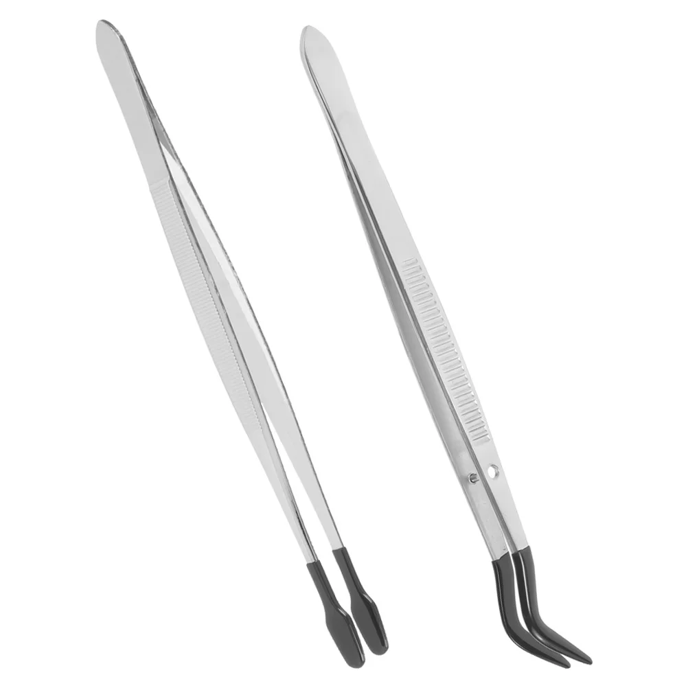 2 Stücke Edelstahl Handwerk Pinzette Stempel Sammler Werkzeuge Leichte Komfortable Grip Make-Up Wimpern Applikator Präzision Zange