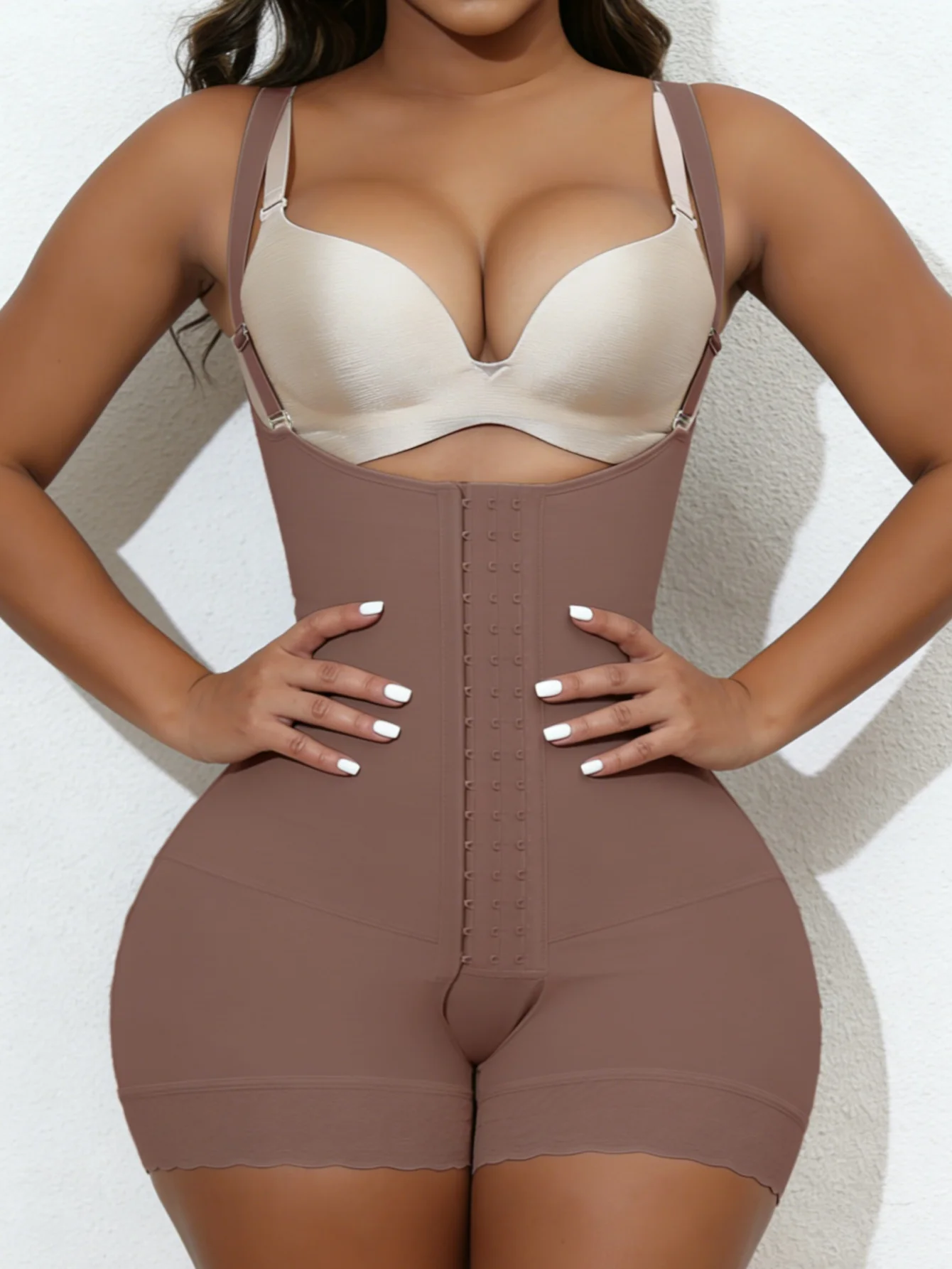 1pc Colombian Shapewear, Women's Jumpsuit, Tummy Control Shapewear, Full Body Shaper With 4-Row Hook, High Compression Shorts