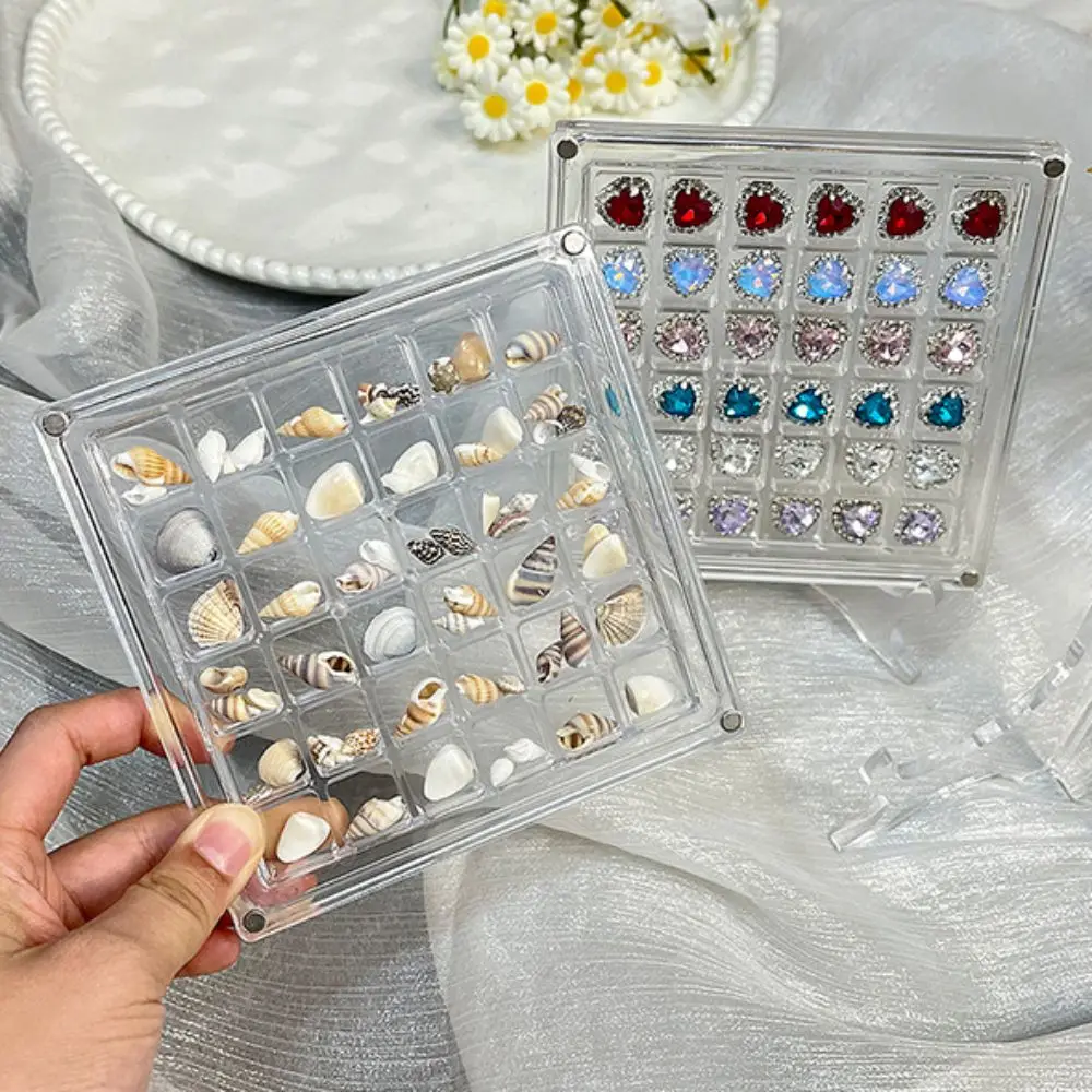 Acrylic Magnetic Seashell Display Box Stackable 36 Grids Seashell Storage Box Clear Multifunctional Beads Collection Box Gifts