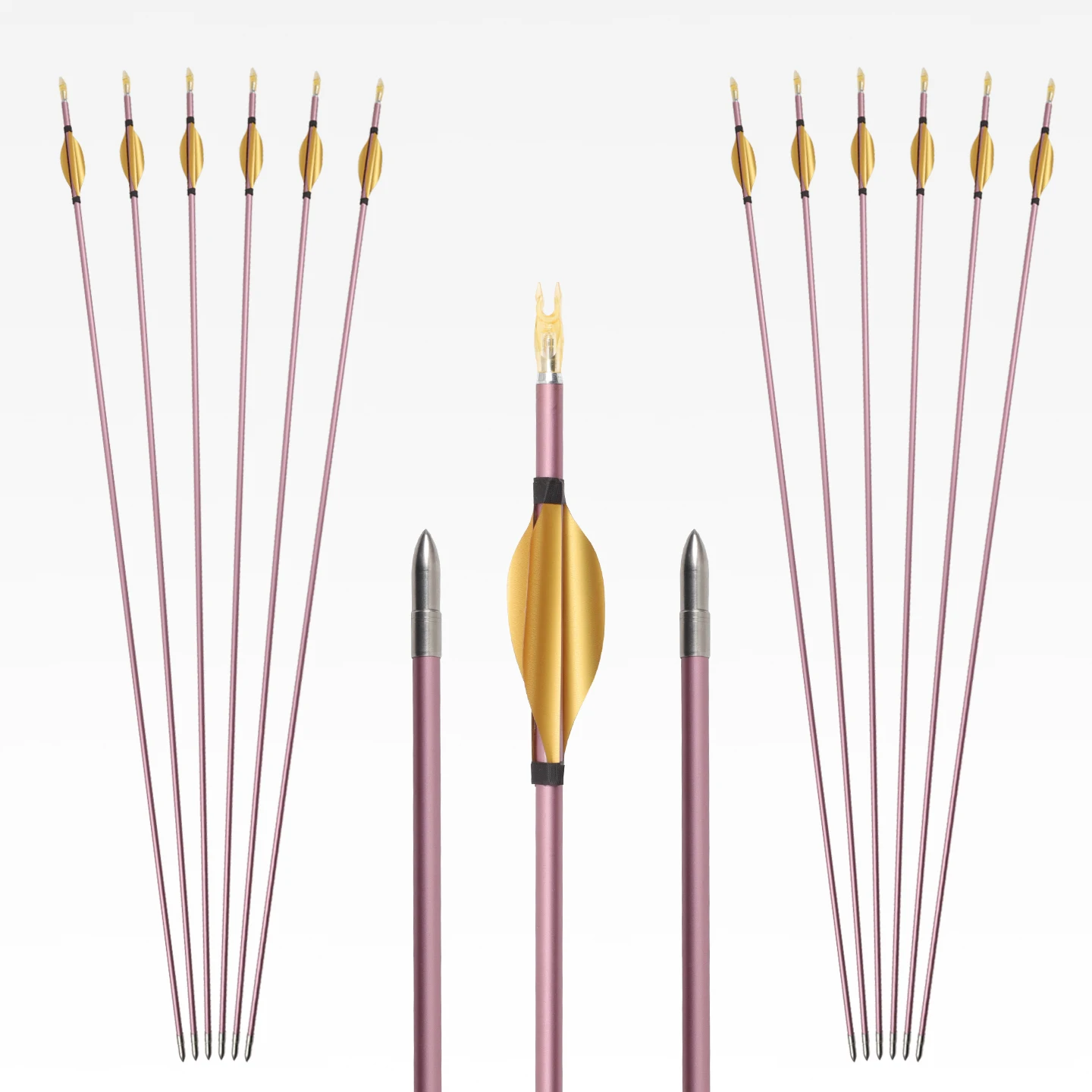 6/12Pcs Lady Pink Carbon Arrow Shafts ID4.2mm Already Made Target Archery Shooting Hunting Adult Spine 500 600 700 800 900 1000
