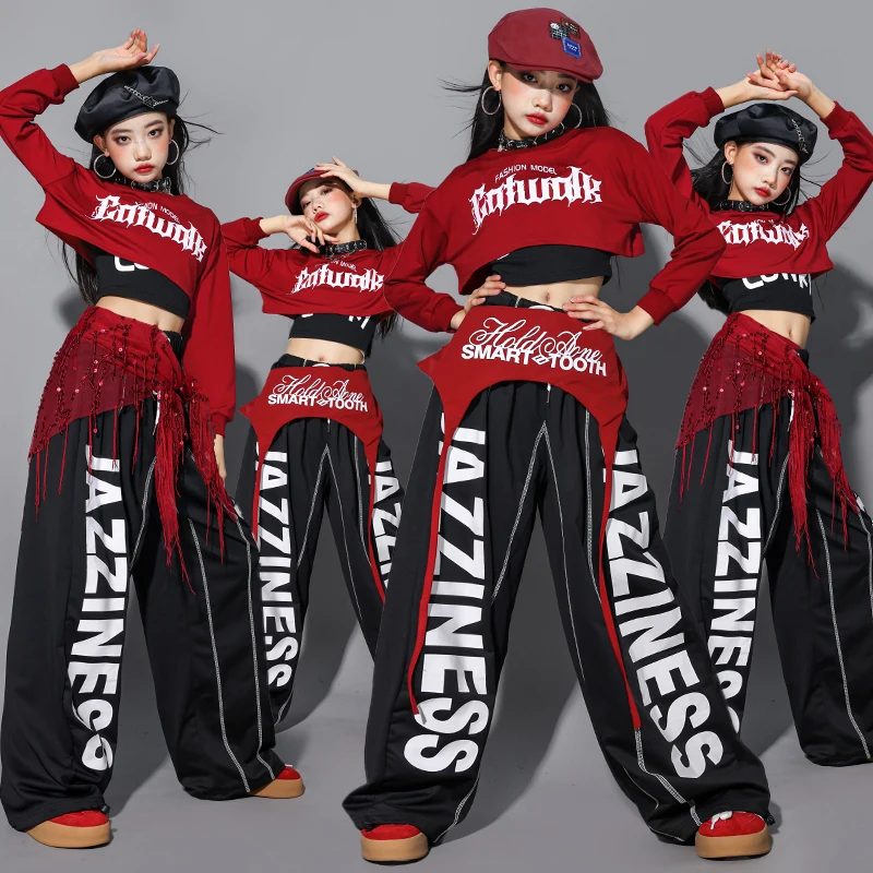 الأطفال الحديثة الجاز المحاصيل تانك القمم البلوز البضائع ركض الرقص السراويل الاطفال الهيب هوب الشارع الشهير زي فتاة مجموعة الملابس مجموعة #2