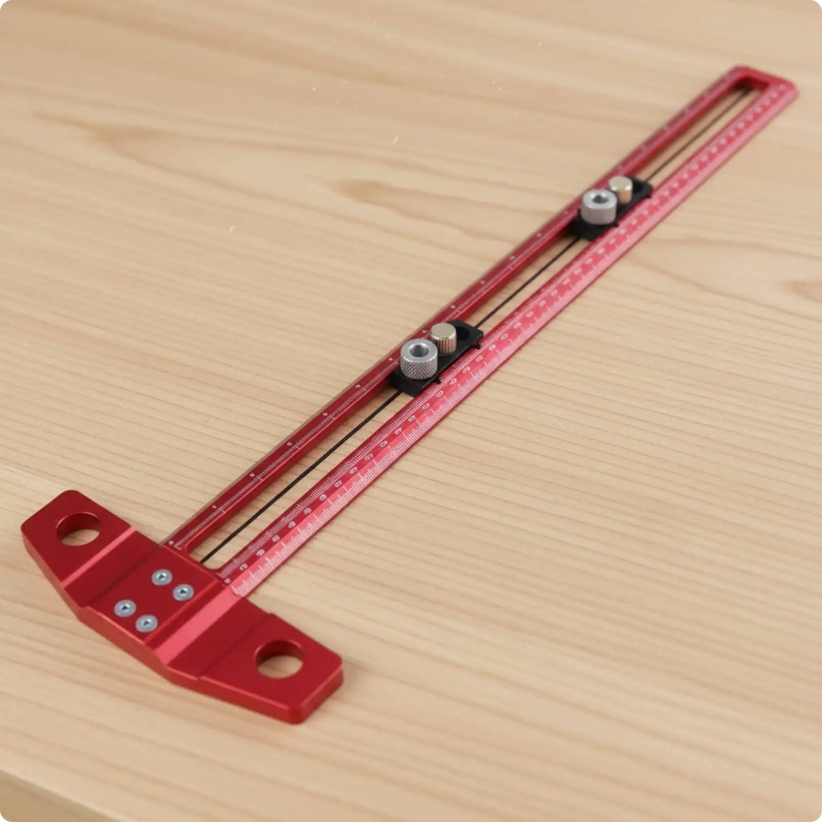 Woodworking Scribe Gauge Aluminum Alloy Marking Ruler with Scale for Straight Line Drawing and Drill Point Positioning Tool
