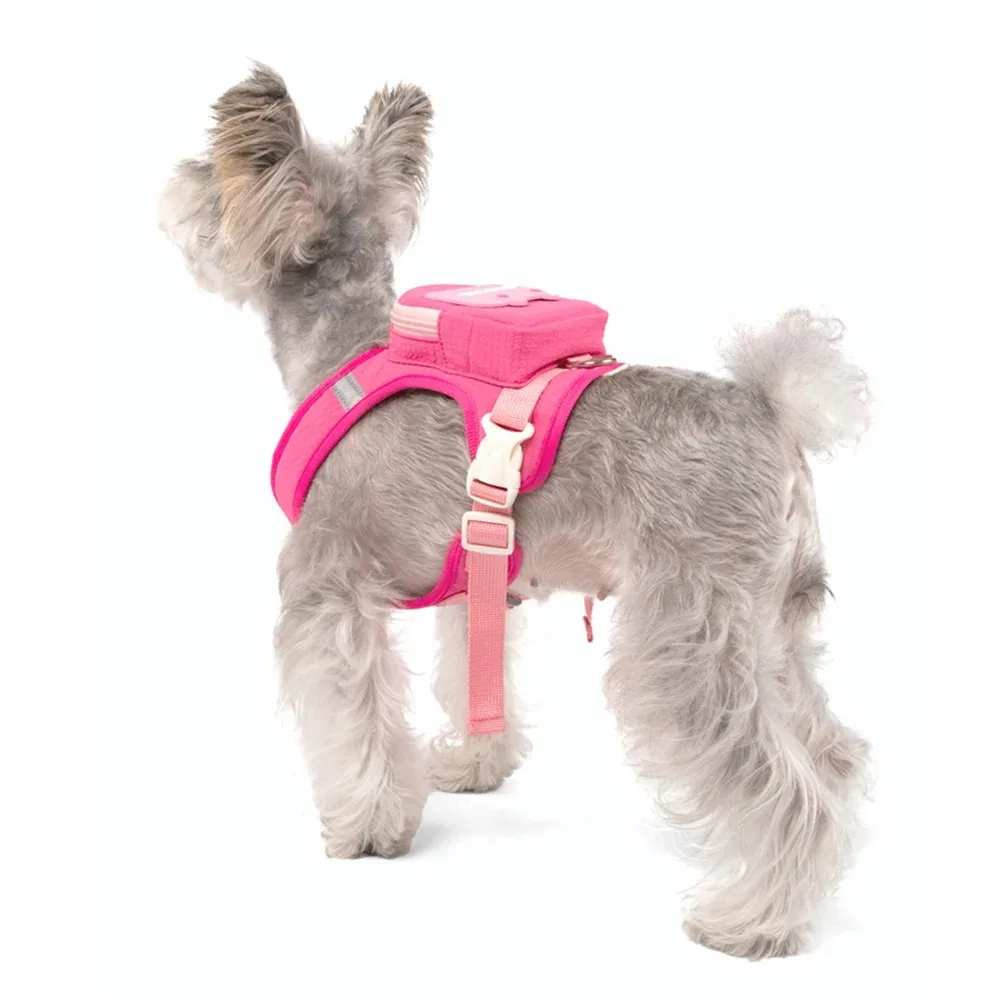 Adjustable Dog Backpack Harness with Reflective Strip Breathable Pet Walking Harness Plaid Puppy Chest Vest