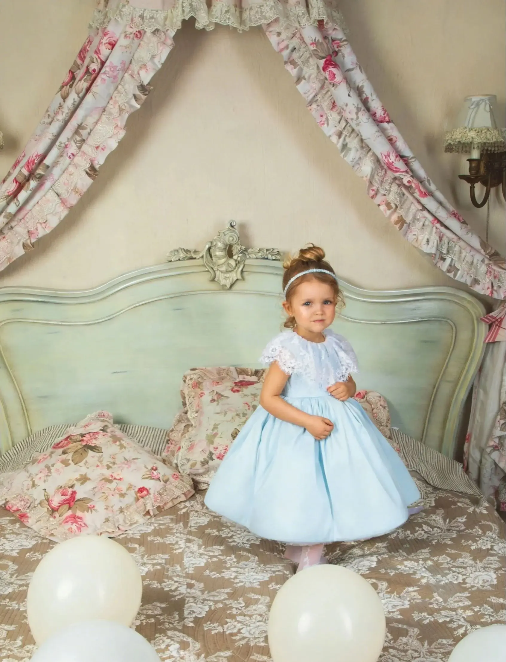 

Elegant Lace Flower Girl Dress for Wedding Short Sleeves Ankle Lenght Kids Birthday party First Communion Pageant Gown Custom