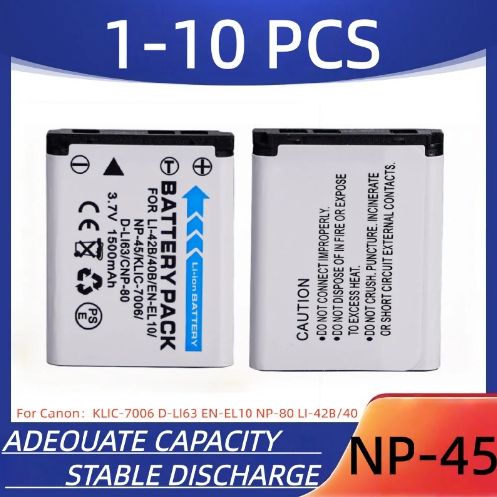 NP-45 Digital Camera Battery 1500mAh NP-45 Rechargeable Battery, Suitable for Canon KLIC-7006 D-LI63 EN-EL10 NP-80 LI-42B/40
