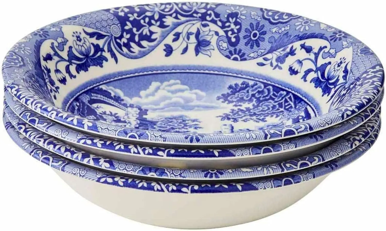 

Set of 4 Ceramic Bowls with Scenic Oriental Pattern, Microwave & Dishwasher Safe for Breakfast, Rice, Snacks - Housewarming Gift