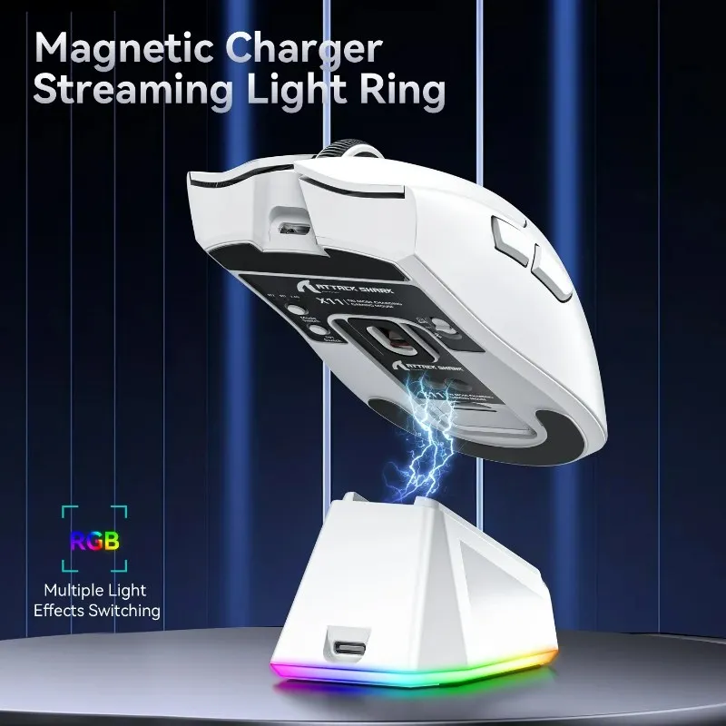 ماوس لاسلكي قابل للتخصيص، اتصال ثلاثي الوضع 2.4 جيجا هرتز/سلكي/بلوتوث PAW3311 22000 ديسيبل متوحد الخواص 400IPS RGB PC ماوس ألعاب #3