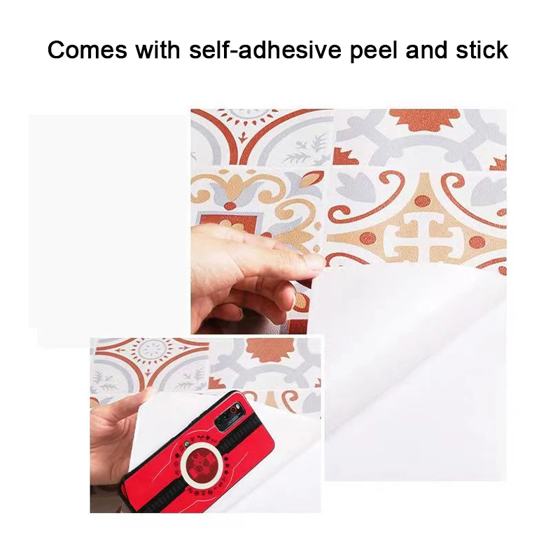 Self Adhesive Waterproof Thicken Tile Floor Sticker Bathroom Floor Non Slip Sticker Kitchen Toilet Living Room Decor PVC Sticker