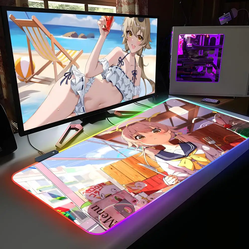 

Коврик для мыши Blue Archive Ajitani Hifumi RGB, резиновый, для компьютера и ноутбука, официальный игровой, цветной, для киберспорта, эстетичный, модный, роскошный коврик