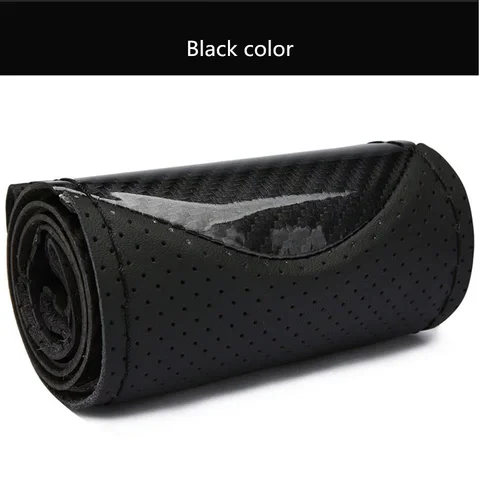New Carbon Fiber Steering Wheel Cover Car Leather Protector Car Steering Braiding Cover 38 cm DIY Car Interior Set 10 best sales suzuki jimny steering wheel cover - №5