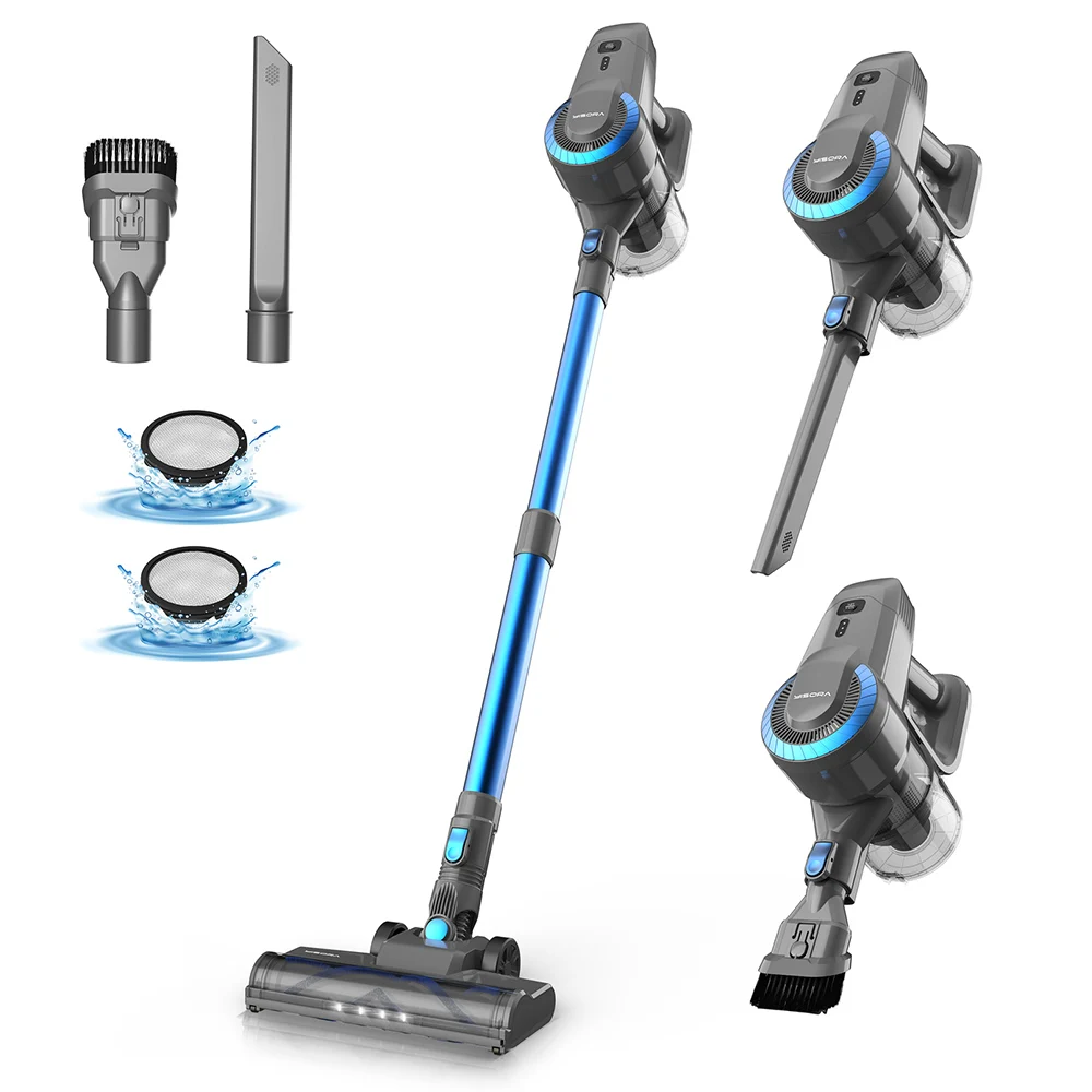 YISORA N300 Cordless Vacuum Cleaner 20kPa Powerful Suction 0.8L Dust Cup 2200mAh Battery 40min Runtime, 70dB, Ultra-Lightweight