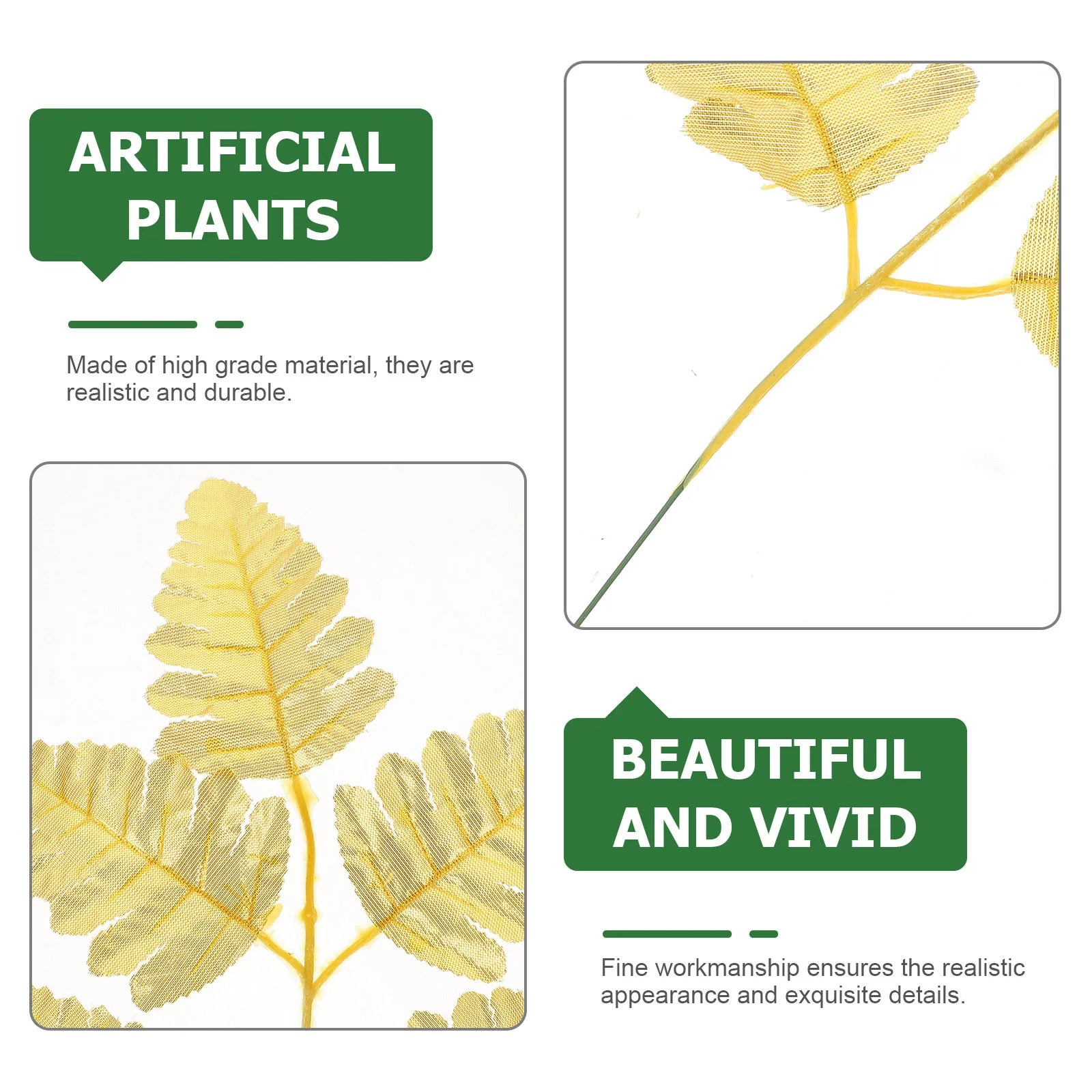 

20 Pcs Simulated Golden Leaves Artificial for Wedding Plants Table Decoration Tropical Tree Faux Artifical Palm Leaf Decorative