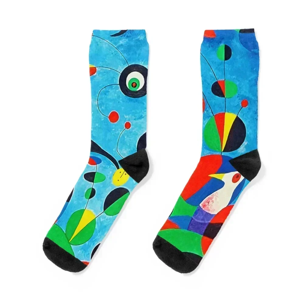 

The Garden Joan Miró Surrealism Joan Miro Wall Decor Art Socks hip hop bright garter floral fashionable Socks Women Men's
