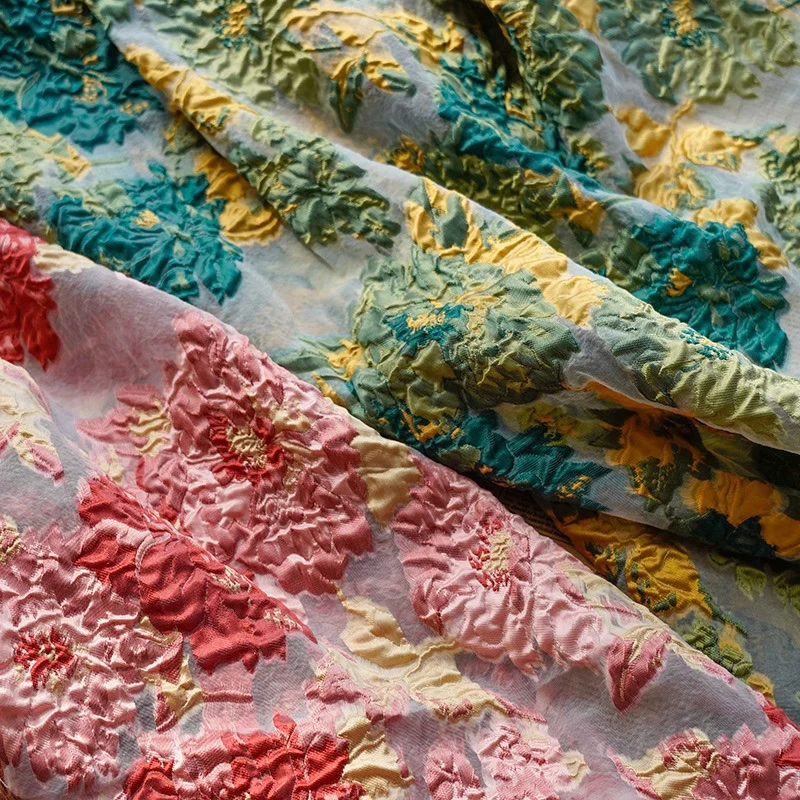 

Окрашенная в пряжу жаккардовая пряжа Полая ткань Весна Лето Новый стиль Женское платье Модельерская ткань для шитья своими руками