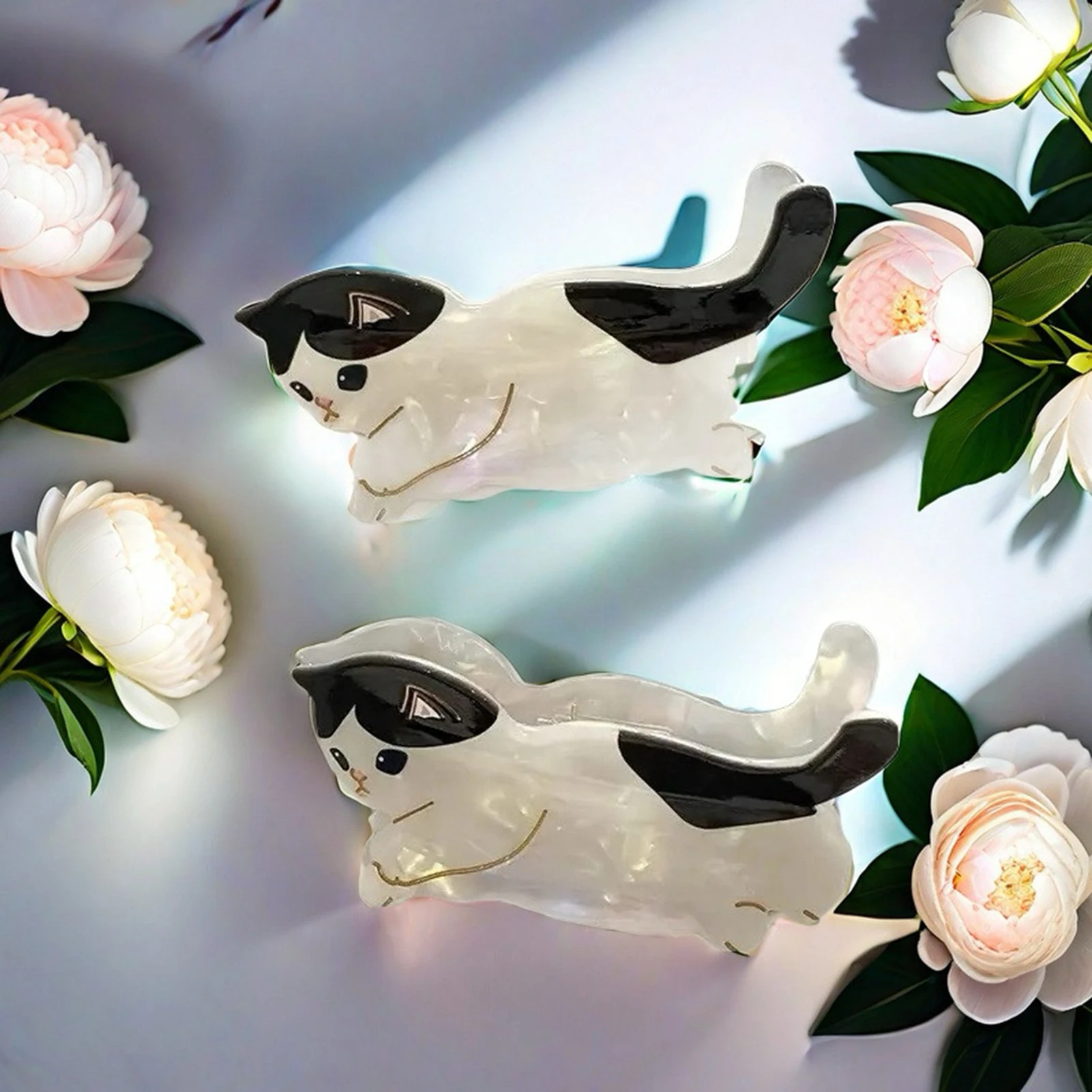Kreative Katzenförmige Haarklammer Süße Cartoon-Kätzchen-Haarklammer aus Acetat für Frauen und Mädchen Tägliches Haar-Deko-Accessoire – Detail 23