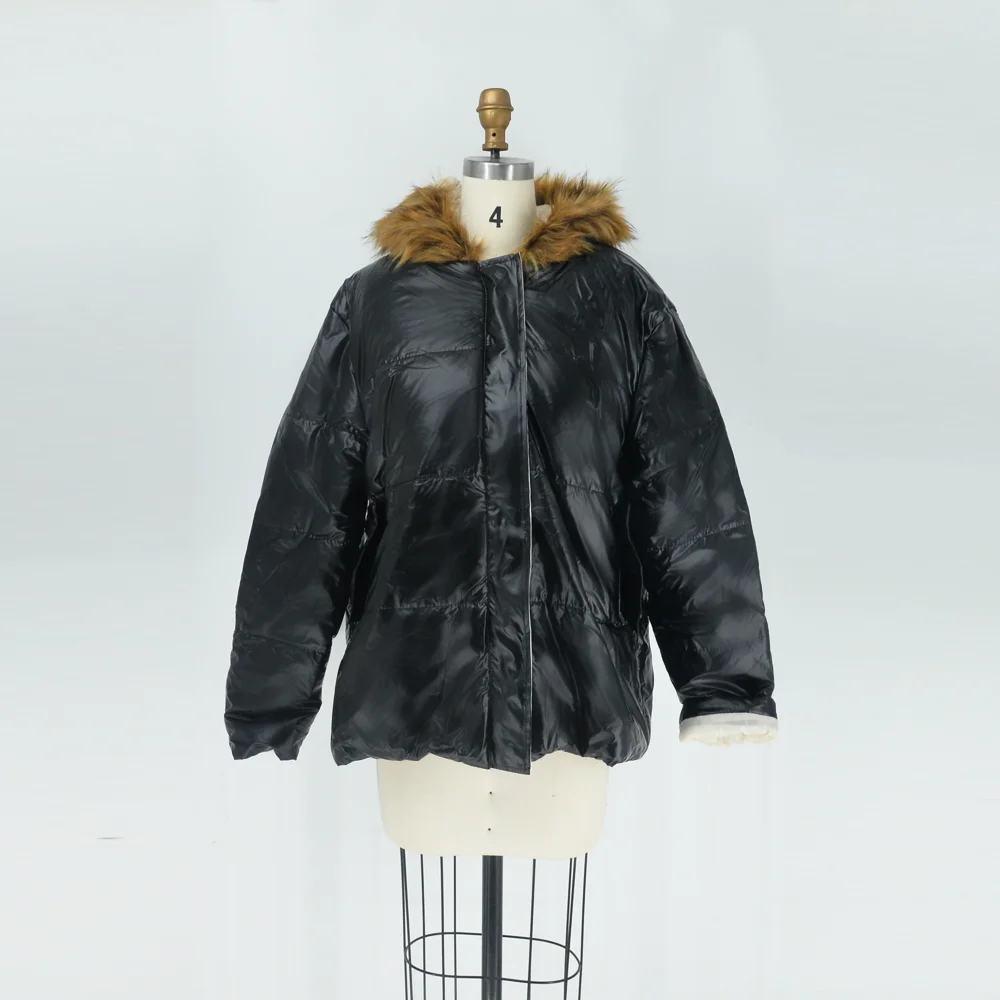 Women's Jackets Winter 2023 Hooded Loose Short Cotton Cloths Solid Color New Fashion Warm Zipper Cotton Hooded Woman Coats