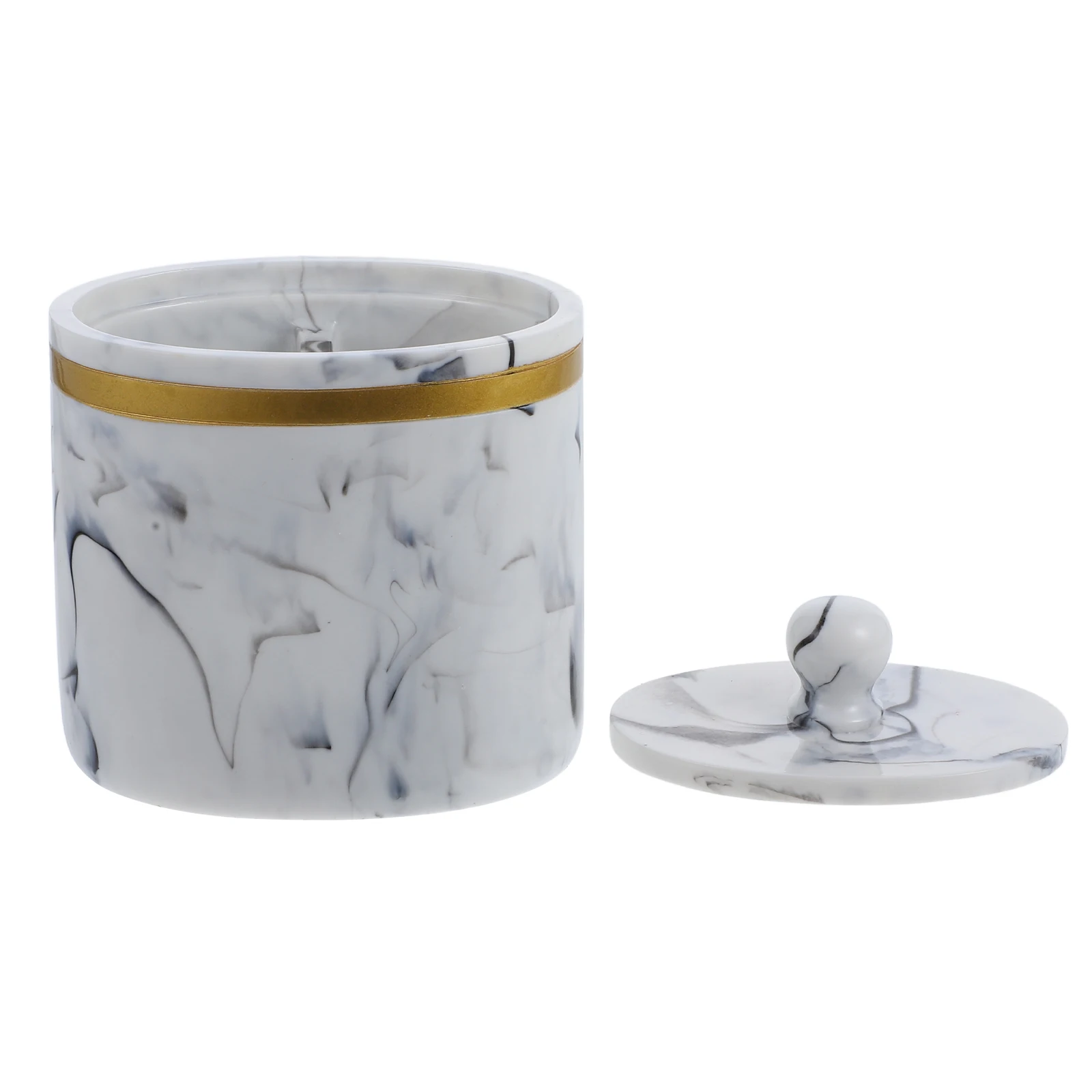 

Cotton Swab Storage Case Protective Lid Desk Organizer Vanity Marble Pattern Cotton Swab Box Holder Container Pad Marble Pattern