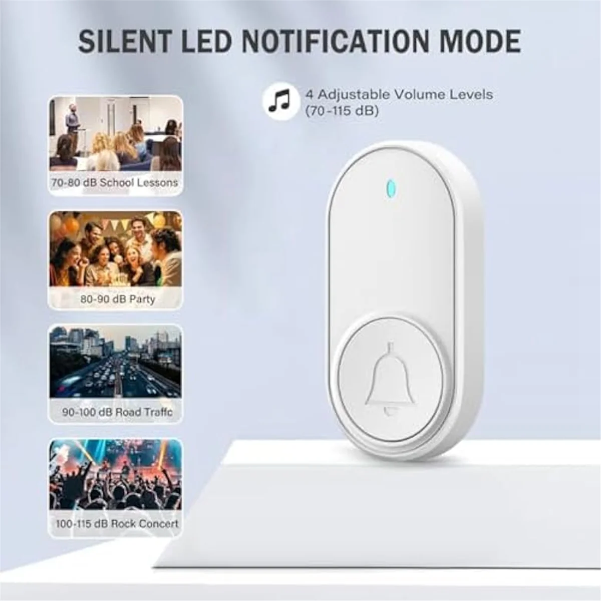 2025+ US Plug,Wireless Doorbell Chime Kit,Door Bell,Adjustable 4 Volume,Door Bell Ringer Wireless for Business/Store/Home