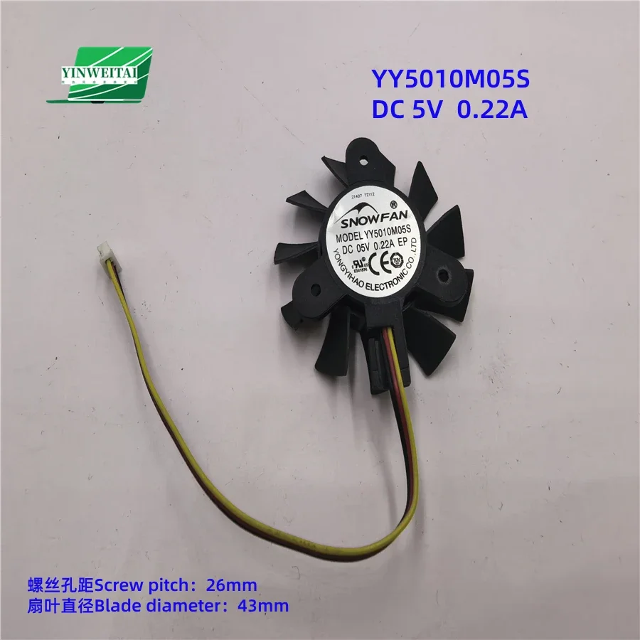 NEW FOR SNOW YY5010M05S 5V 0.22A 3-Wire Cooling Fan 5010 50x50x10mm