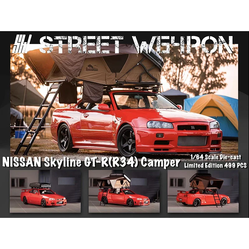 SW In Stock 1:64 Skyline GTR R34 Camper Accessories Drift Rally Lamp Diecast Diorama Car Model Toys Street Weapon