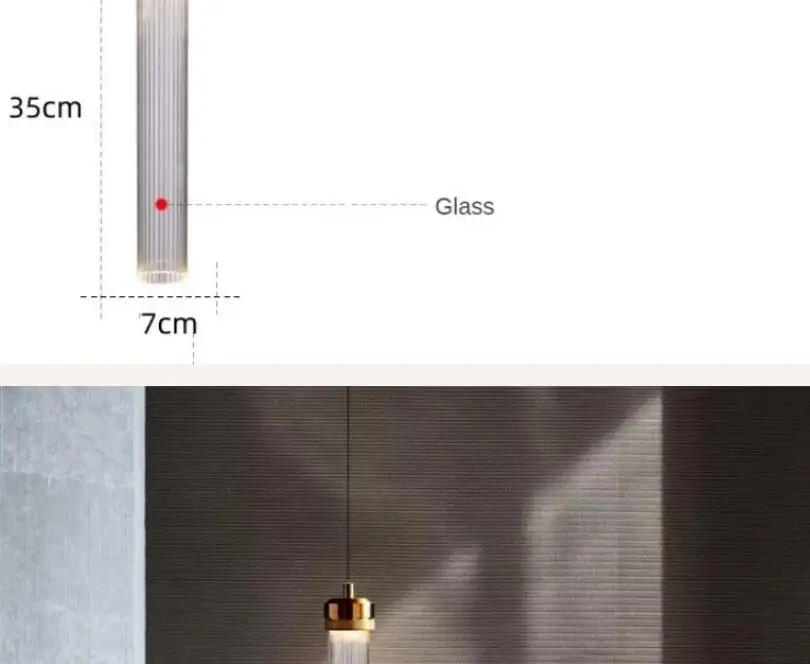 

Nordic Living Room Post-modern Simple Bedroom Bedside Bar Dining Room Light Luxury Single Head Long Glass Small Chandelier