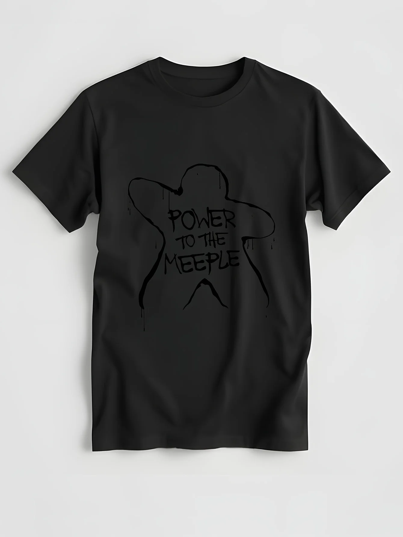 Novo impresso camiseta carcassonne power to the meeple camiseta masculina 100% algodão camiseta feminina verde