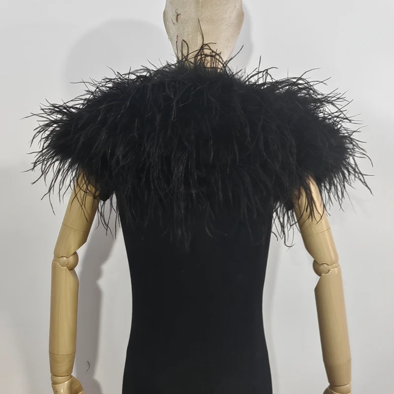 Elegant Real Ostrich Feather Shawl for Women Bridal Wedding Dress Accessory One Size Wedding Party Shawl image 2