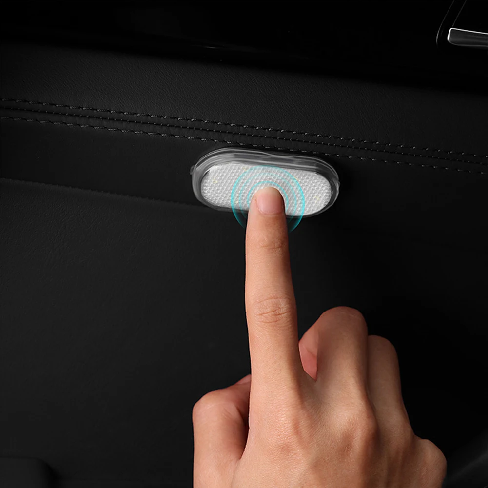 2pcs Car Led Reading Lamp Touch Sensor Multicoloured Interior Lighting Lamp Usb Rechargeable Roof Emergency Light