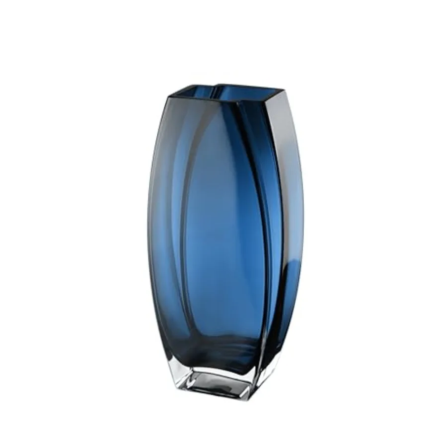 Glass vase for home decor blue teal color heavy durable construction 10.25 height made in Europe