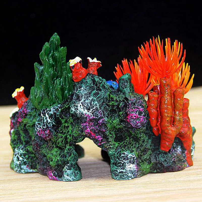 1 Pieces Aquarium Resin Coral Plant Decor Shell Reef Mountain Cave Ornament Fish Tank Decor