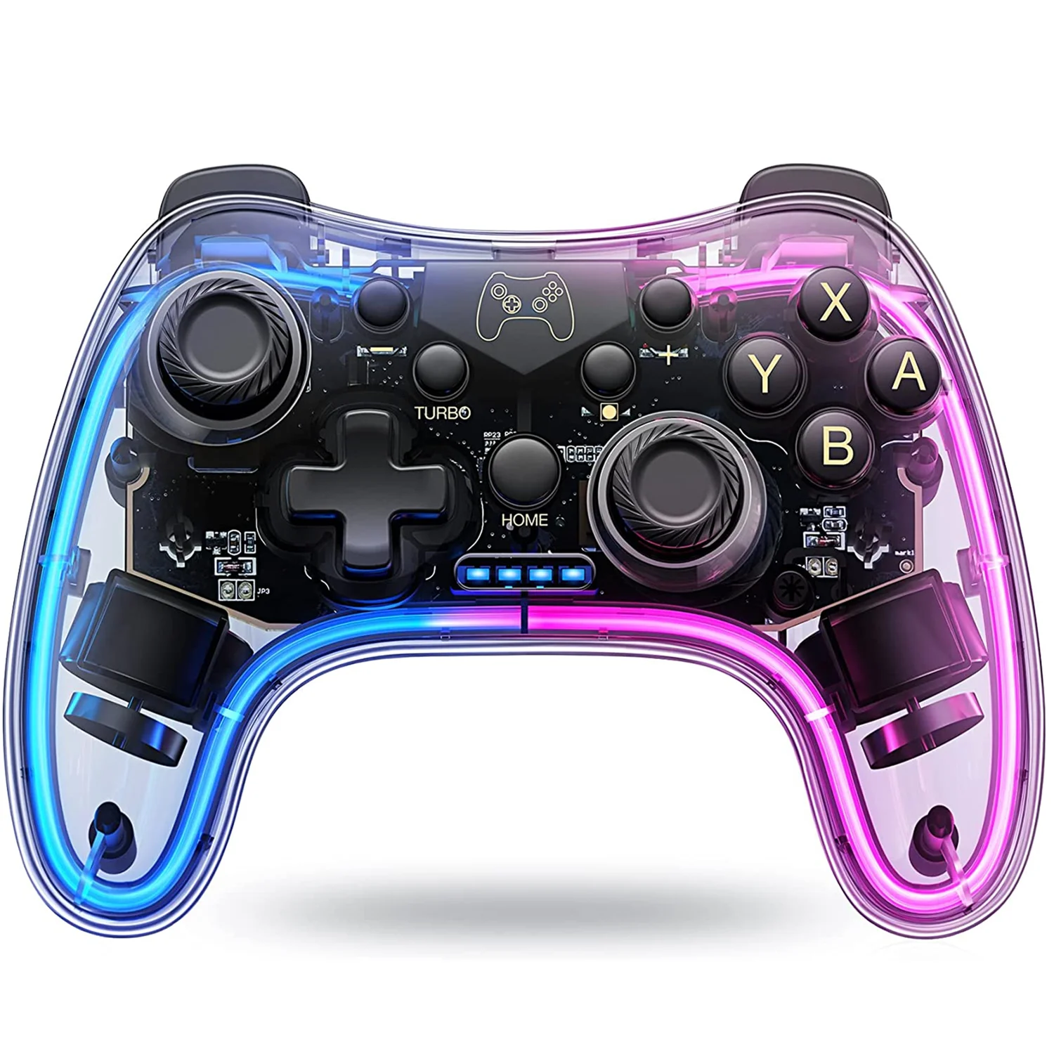 Controller With RGB Breathing LED, Switch Controllers Remote Supports Multi-Platform&App with Turbo, Wake-up Function