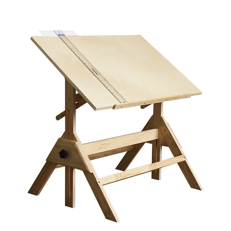 Solid Wood Art Student Special Painting Table Height Adjustable Lifting Angle Architectural Drawing Art Painting Sketching Table