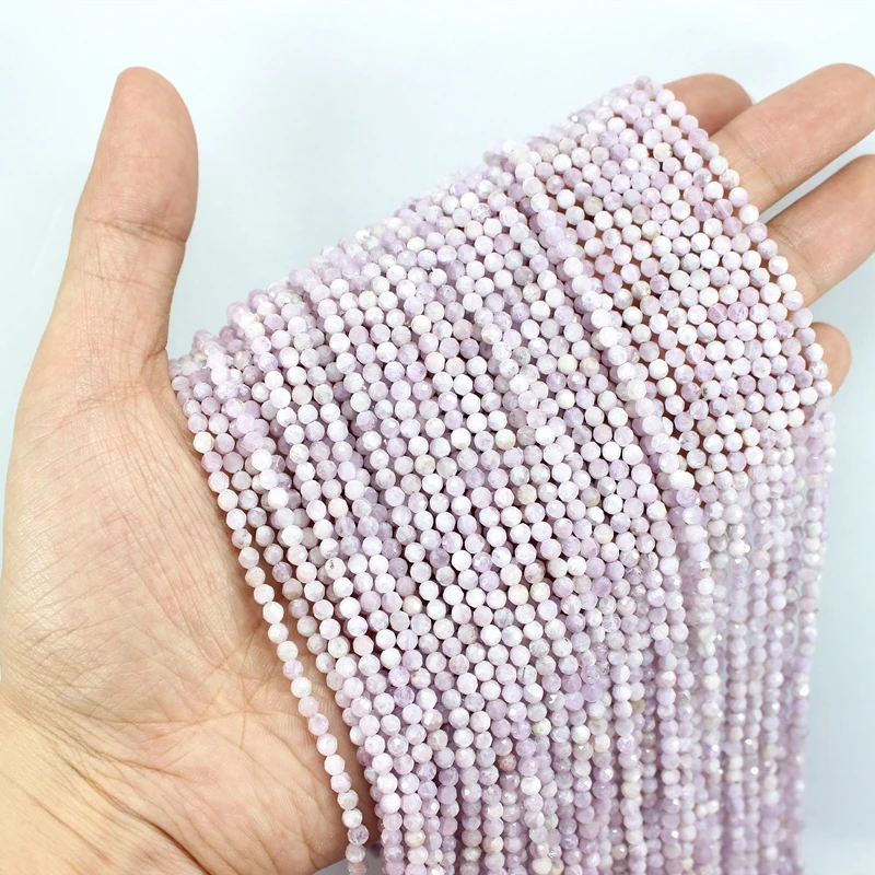 

Natural Faceted Kunzite Micro Tiny Seed Loose Round Stone Beads 2/3/4MM For Jewelry Making DIY Bracelet Necklace Waist Anklet