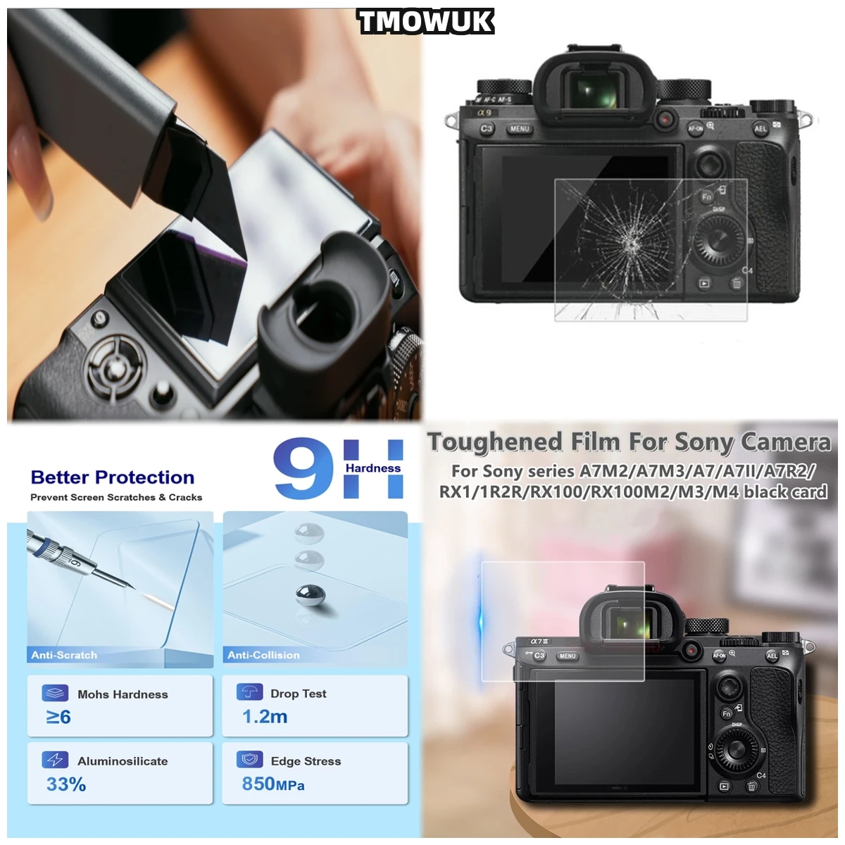 

Protect Your Gear: For A9 A9II A7RII A7RIII A7R4 A7R4A A7SMII, 9H Hardness Screen Guard, Clarity Ensured