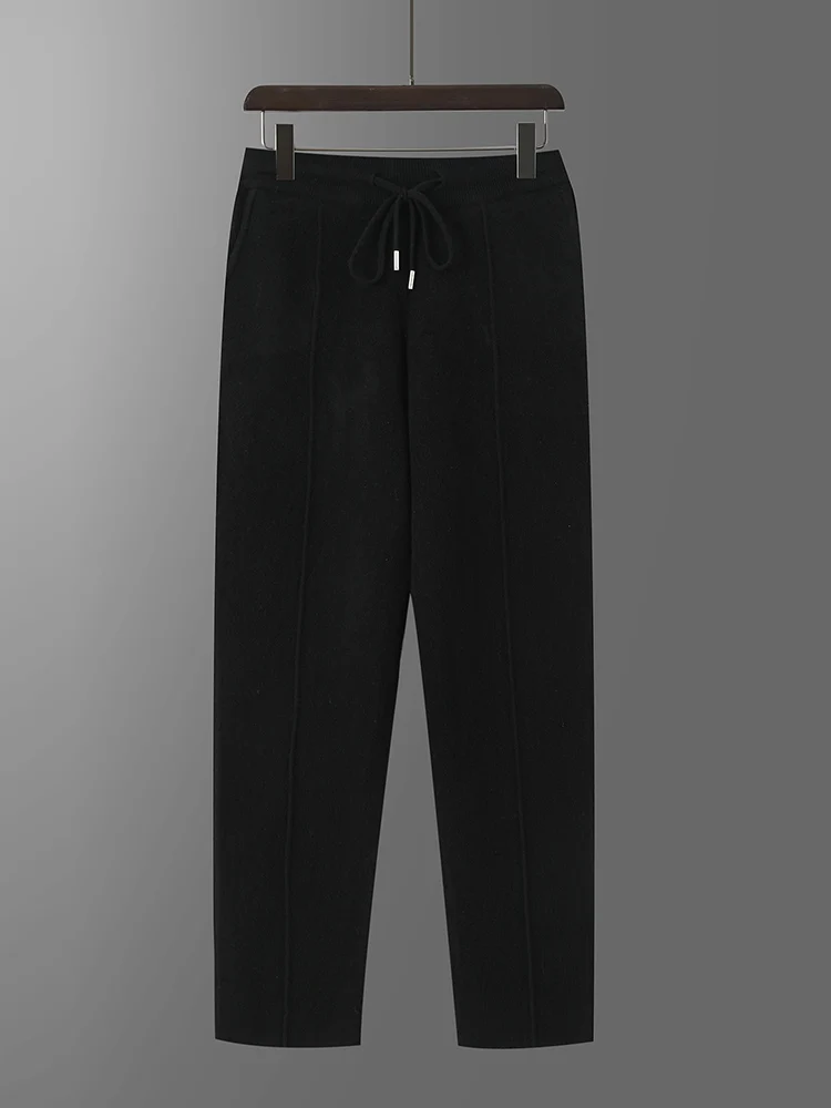 

Модные универсальные простые удобные трикотажные брюки мужские толстые базовые осенне-зимние теплые мягкие повседневные брюки из 100% мериносовой шерсти