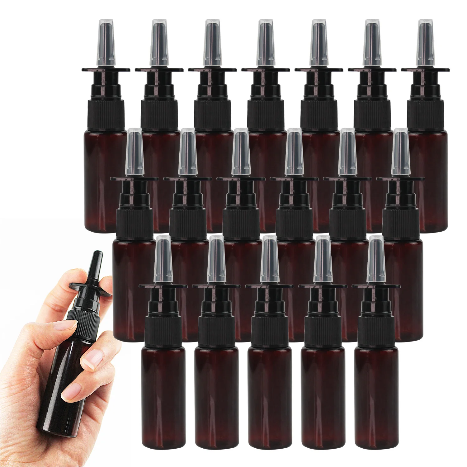 

50PCS/Lot 20ml/30ml Empty Plastic Nasal Spray Bottles Pump Sprayer Mist Nose Spray Refillable Bottles For Medical