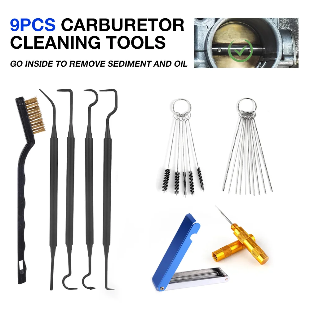 

Carburetor Tool Kit, Carburetor Carbon Deposit Nozzle Removal Cleaning Needle Brush Cleaning Tool Motorcycle/Engine Cleaning Too