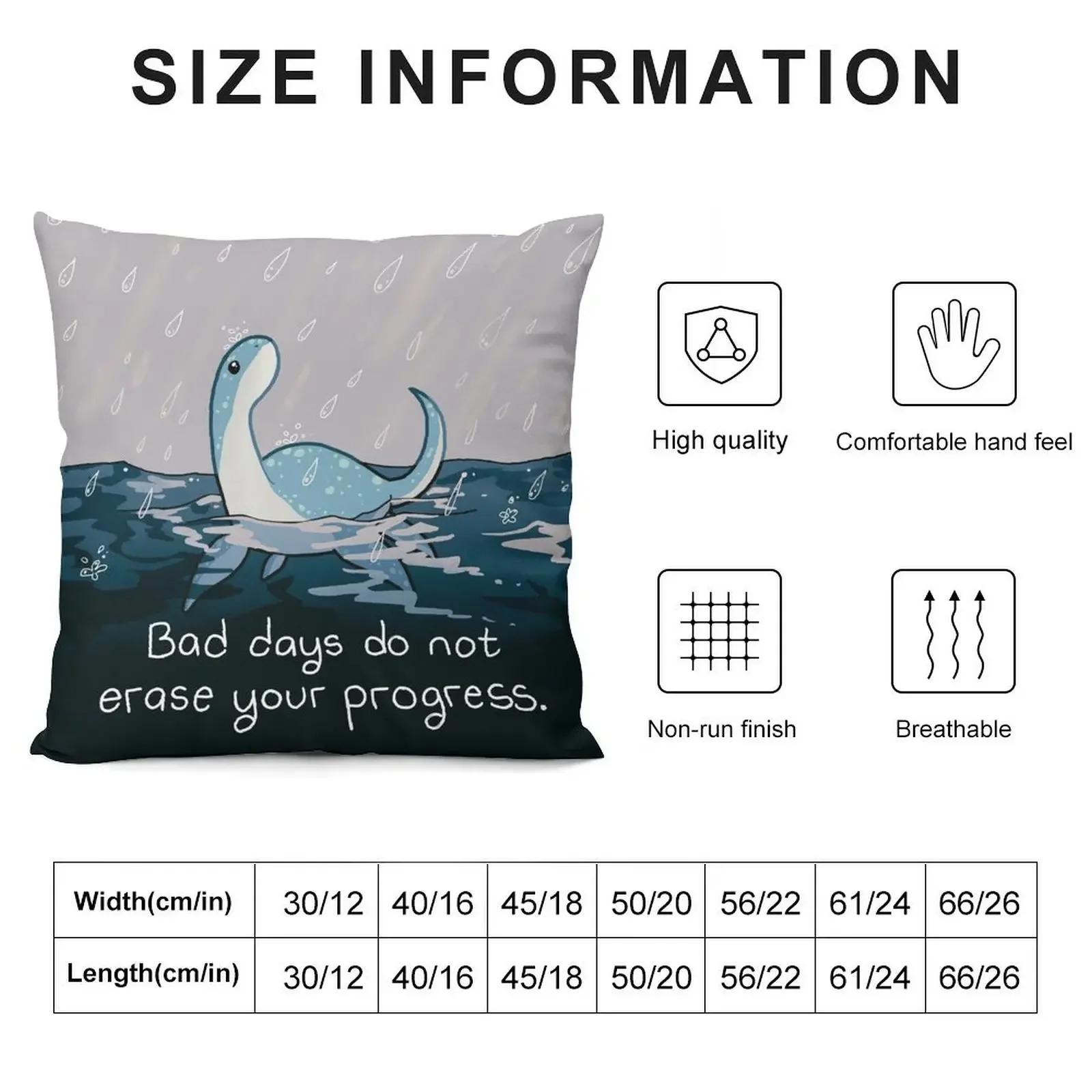 Bad Days Do Not Erase Your Progress Rainy Loch Ness Nessie Throw Pillow New year anime girl Cusions Cover pillow