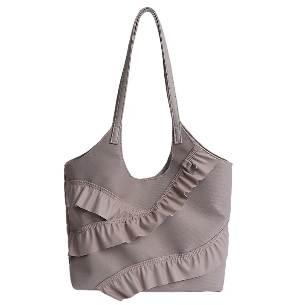 

Trendy Korean Frill Shoulder Bag Pu Leather Stylish Ruffle Tote Bag Sweet Large Capacity Women's Handbag Armpit Bag