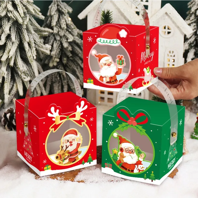 

10/30Pcs Christmas Gift Box Merry Christmas Portable Apple Candy Cake Wrapping Box Santa Claus Children Holiday New Year Party
