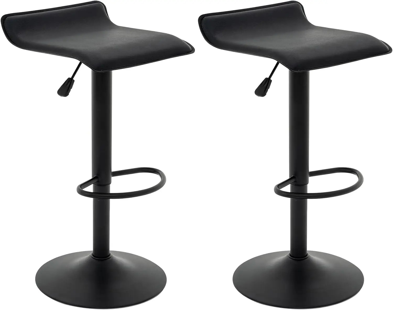

Modern Adjustable Swivel Bar Stools Set of 2, PU Leather Backless Counter Height Chairs for Kitchen Dining (Black)