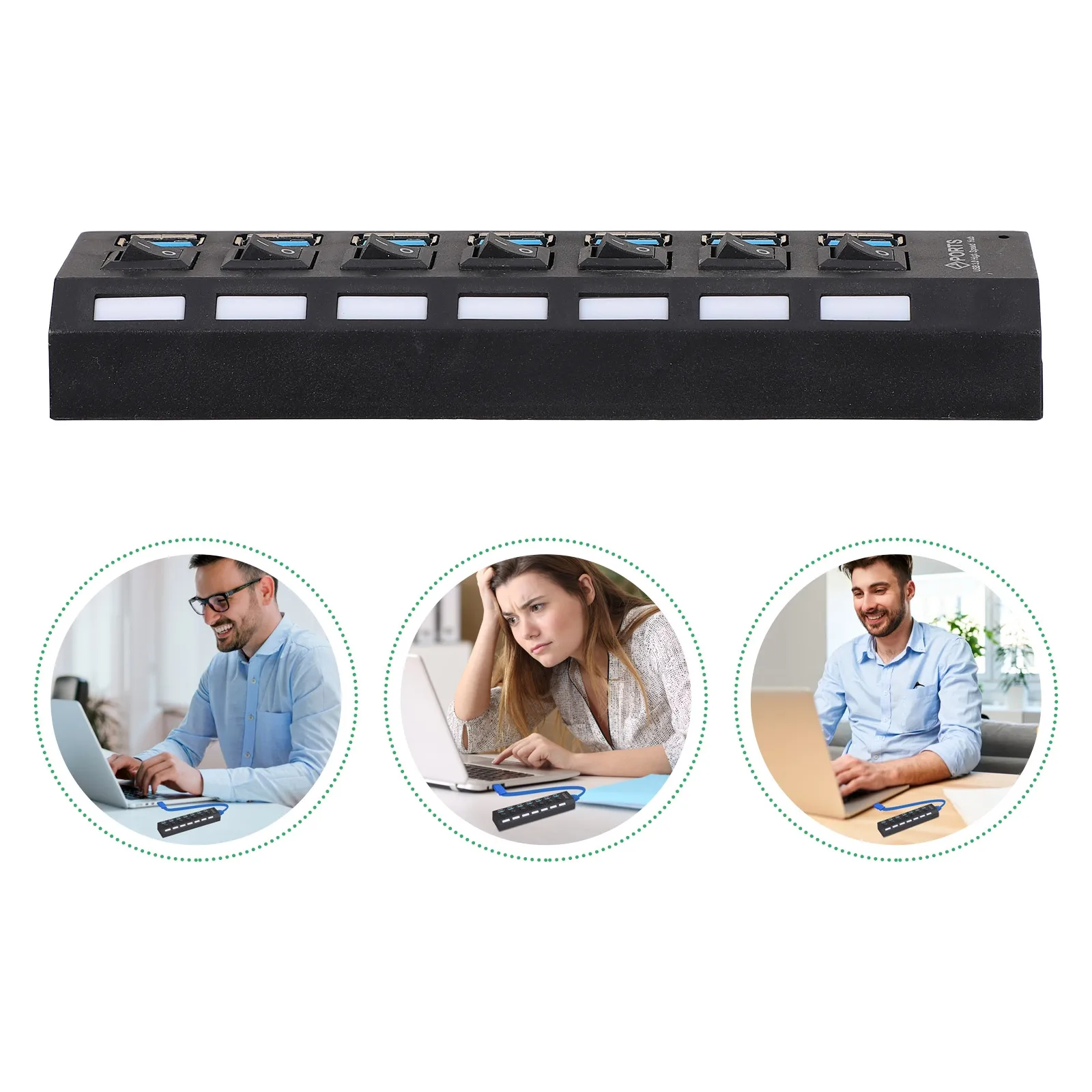 

USB-концентратор на 7 портов, высокоскоростная передача данных 5 Гбит/с, разветвитель USB 3.0 для ноутбуков и настольных ПК, совместимый с USB 2.0, USB 1.1