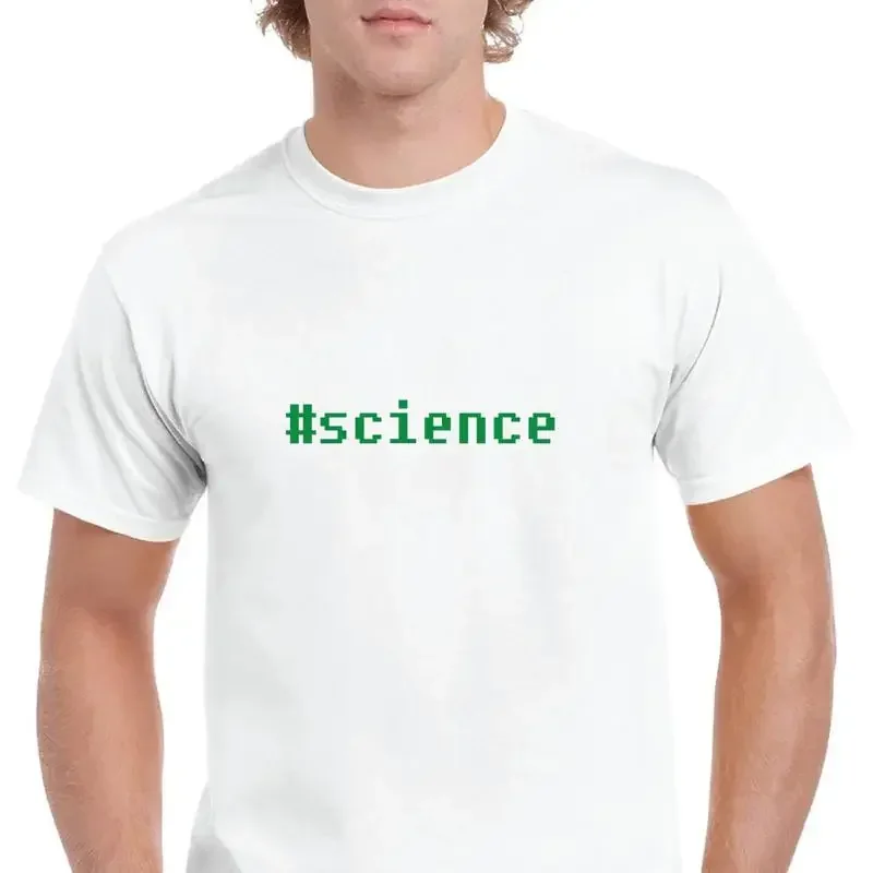 Science Funny Retro Computer Font White Solid Cotton T Shirt S 5XL