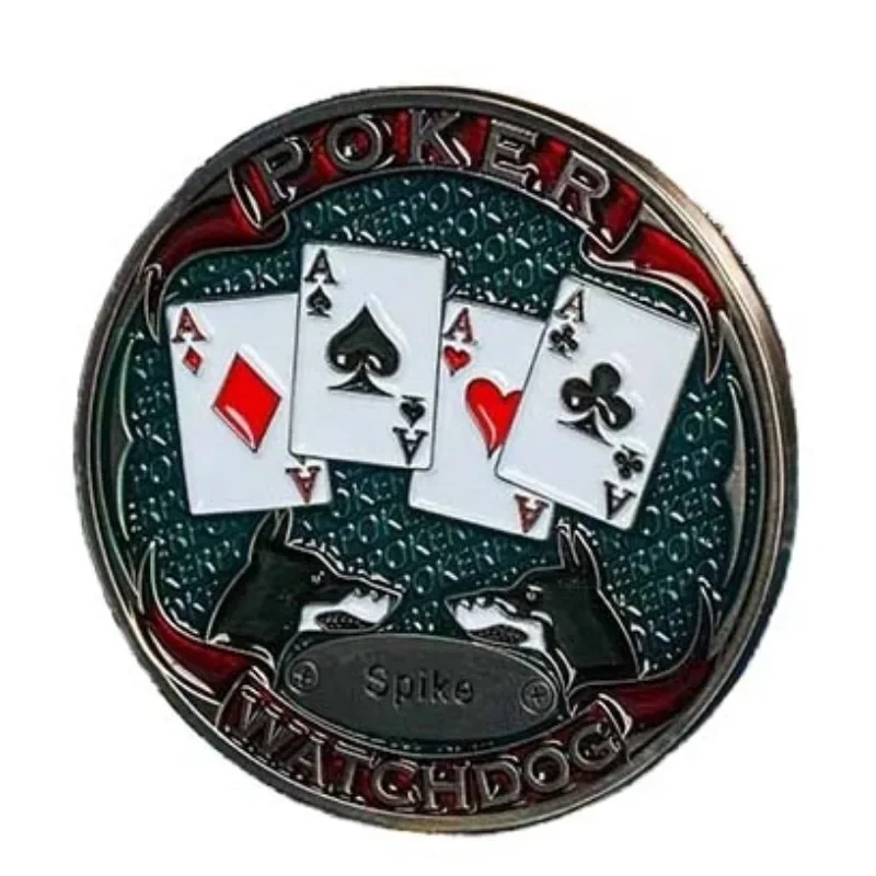 Zinc Alloy Lucky Poker Card Presser Pressure Apparatus Chips Texas Hold'em Game Gambling Two-sided Poker Accessories Token Coin