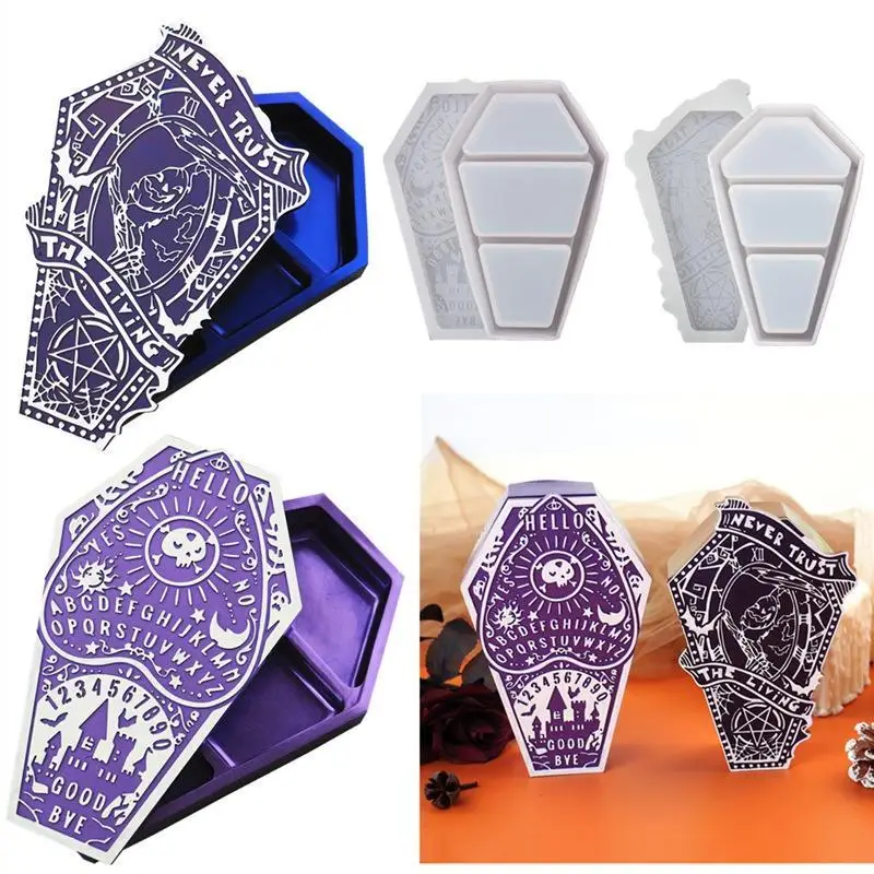 Halloween Pumpkin Coffin Silicone Mold Jewelry Storage Box Gypsum Resin Casting DIY Handmade Craft Decor Making Supplies Tool