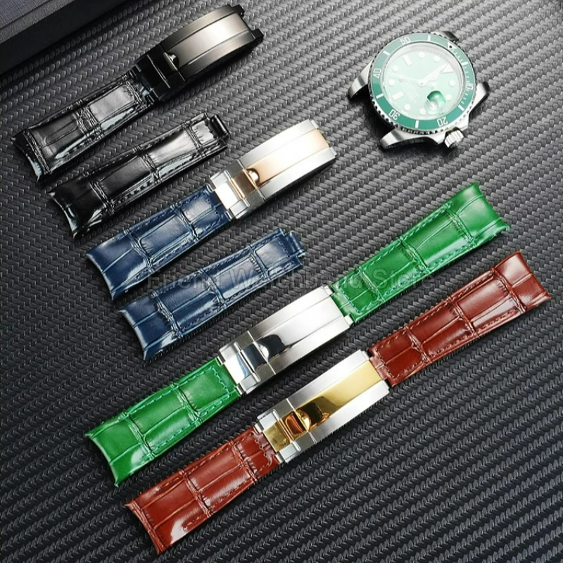 For Rolex Daytona Yacht-Master Datejust Special Interface Cowhide Watchband Robust Resilient Scratchproof Natural Grain Pattern